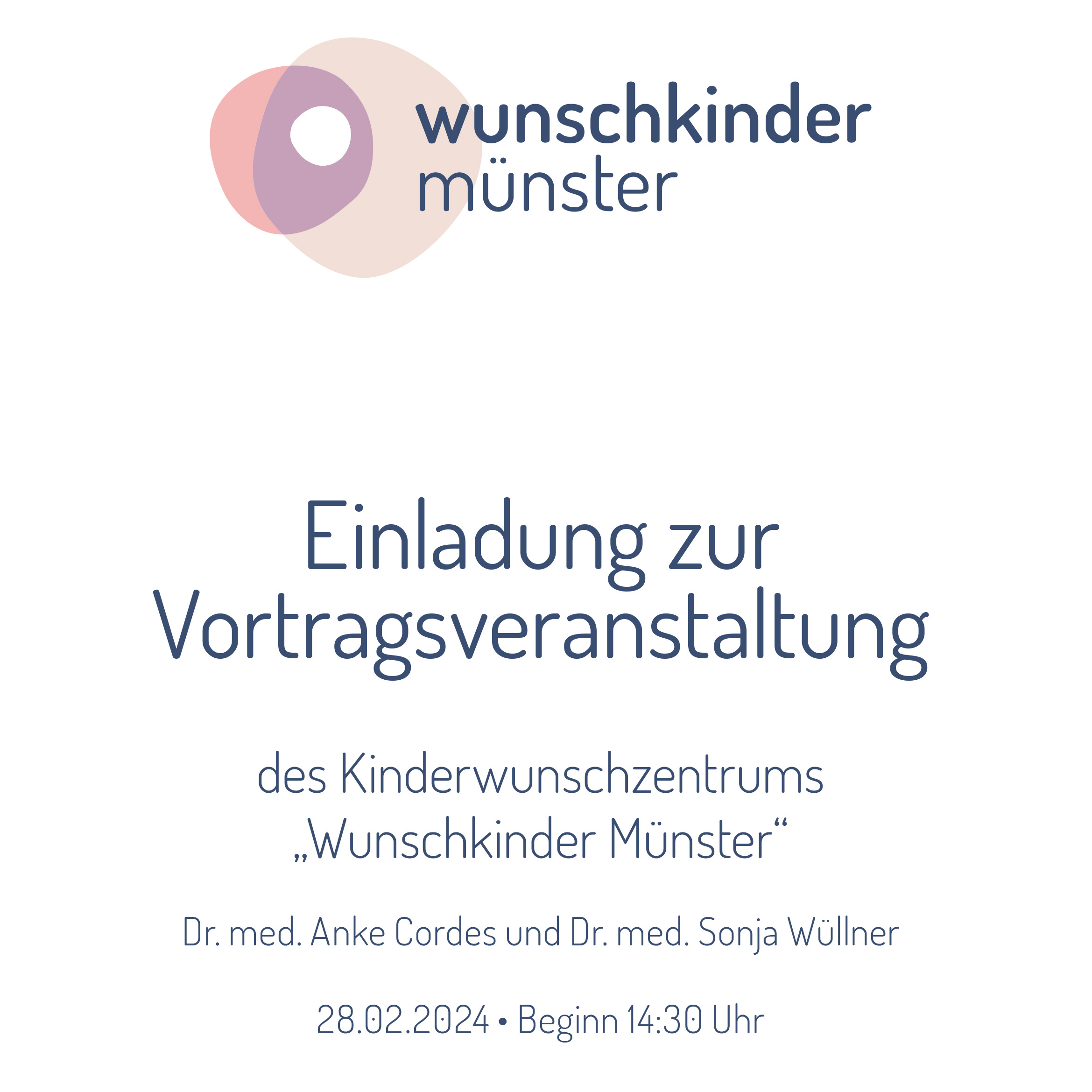 Einladungsflyer Vortragsveranstaltung des Kinderwunschzentrums „Wunschkinder Münster“
